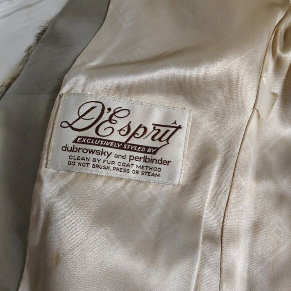 Vtg D'Esprit Dubrowsky Perlbinder Faux Fur Coat Beige Boho Union Made S/M - Picture 6 of 9